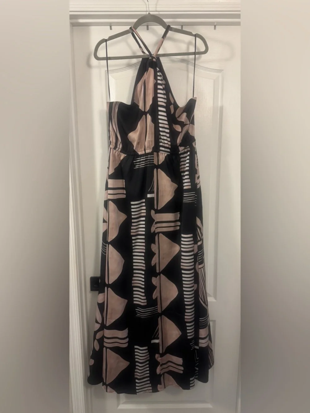 Express Black and Blush Halter Maxi Dress - Picture 2 of 16
